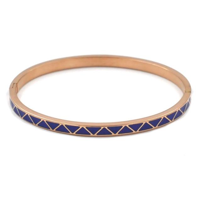 

Женские браслеты с треугольным узором, тонкие золотые браслеты из нержавеющей стали, браслеты оранжевого, синего цвета, ювелирные изделия с эмалью 60mm