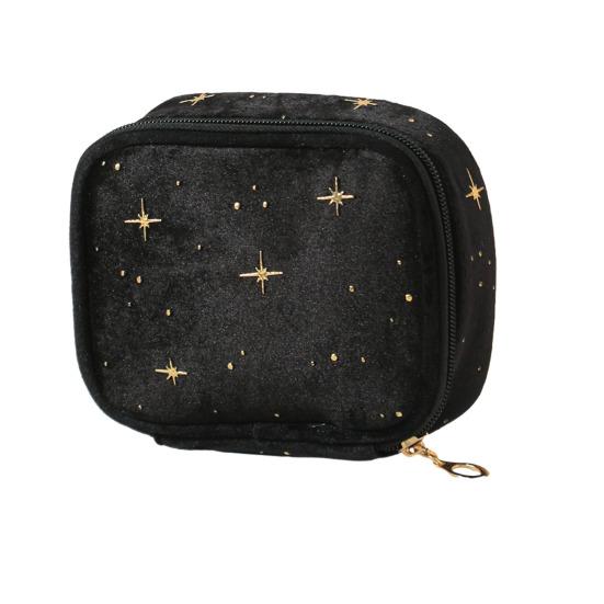 Velvet Small Cosmetic Case Women Travel Makeup Bag Star Pattern Cosmetic Bag Zippered Pouch for Lipstick Sanitary Napkin Storage