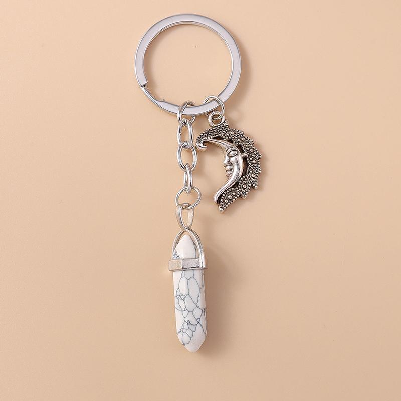 Ethnic Metal Lucky  Evil Eyes Keychain Turquoise Stone Key Ring Pendant Women Girls Handbag Accessories DIY Jewelry Gifts