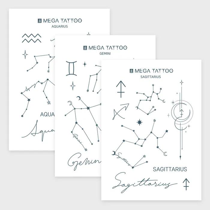 

МЕГА ТАТУ Наклейка тату Созвездие 12 видов (Выберите 1) Aquarius
