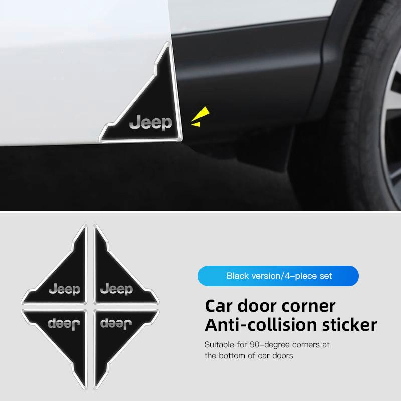 Pro Jeep 4 ks Silikonová nálepka tlumiče dveří auta Proti kolizi Poškrábání Pro Jeep Wrangler Renegade Compass Grand Cherokee Patri