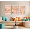 3 Pieces Sunrise Canvas Wall Art Blush Pink Wildflowers Floral and Orange Sunset Watercolor Landscape Paintings Pictures Wall Decor Poster Print