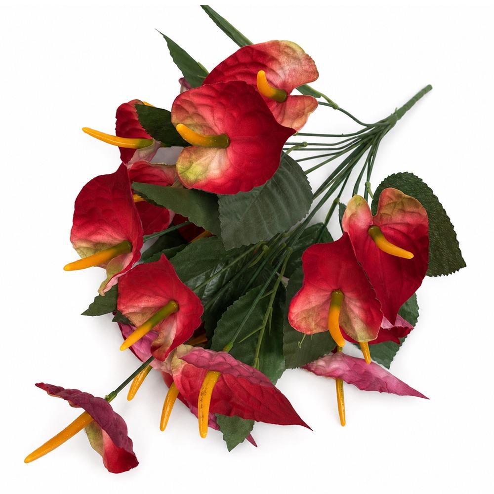 18 Heads Simulation Anthurium Flower Multicolor Faux Flower Decoration Flower Party Supplies S-Pink