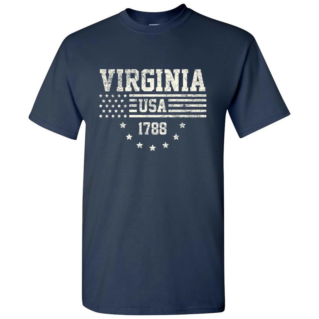 USA Flag Statehood Virginia 1788 - America Founding State Pride T Shirt - Navy