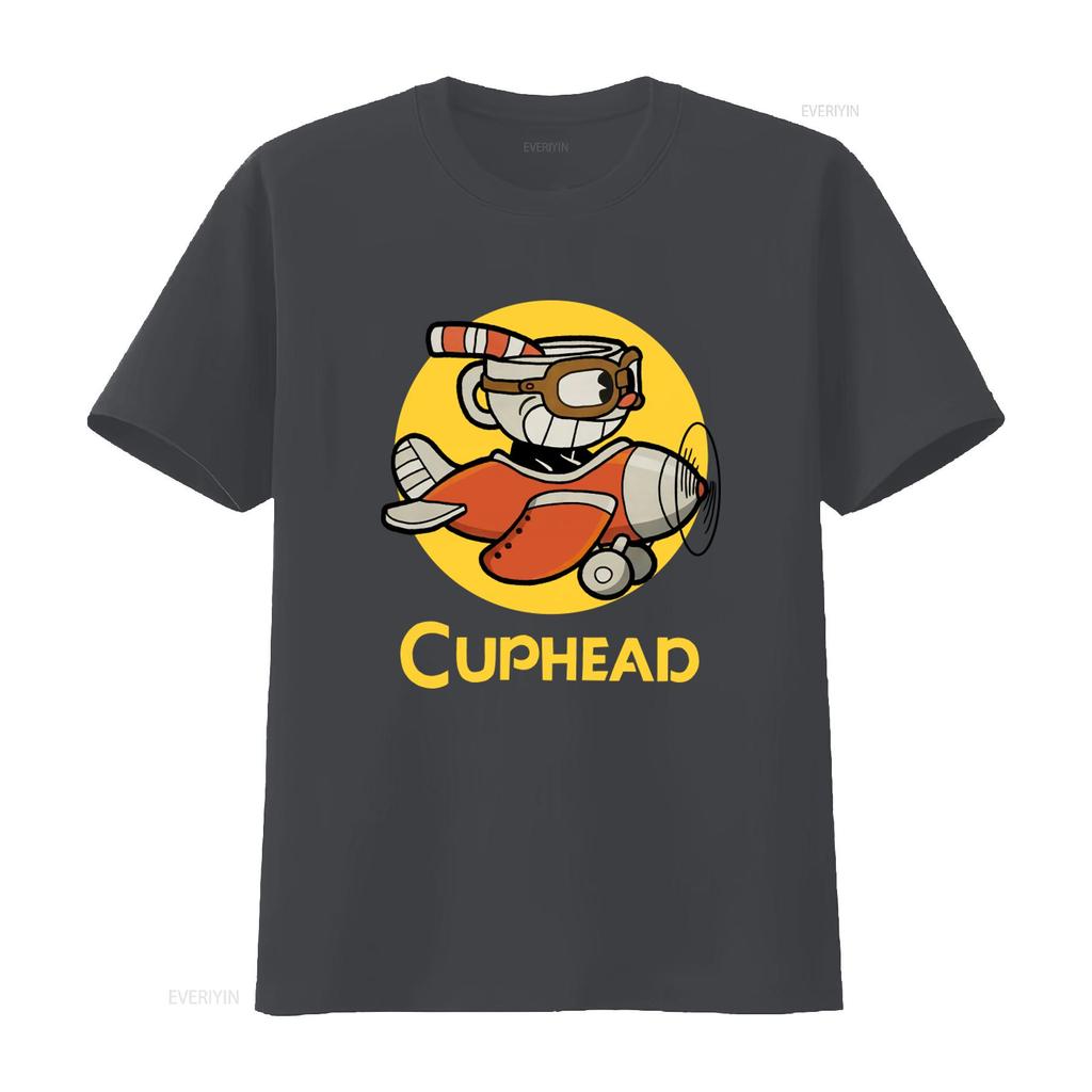 Cuphead T Shirt Flying Adventure Design for Gaming Fans Comfortable Cotton Vintage Washed Stylish Slightly Graphic