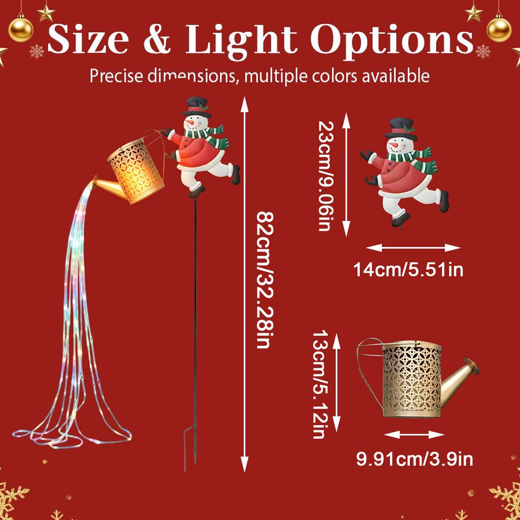 Christmas Patio Decorations, Solar-powered Christmas Snowman Lights, Warm-colored Lights