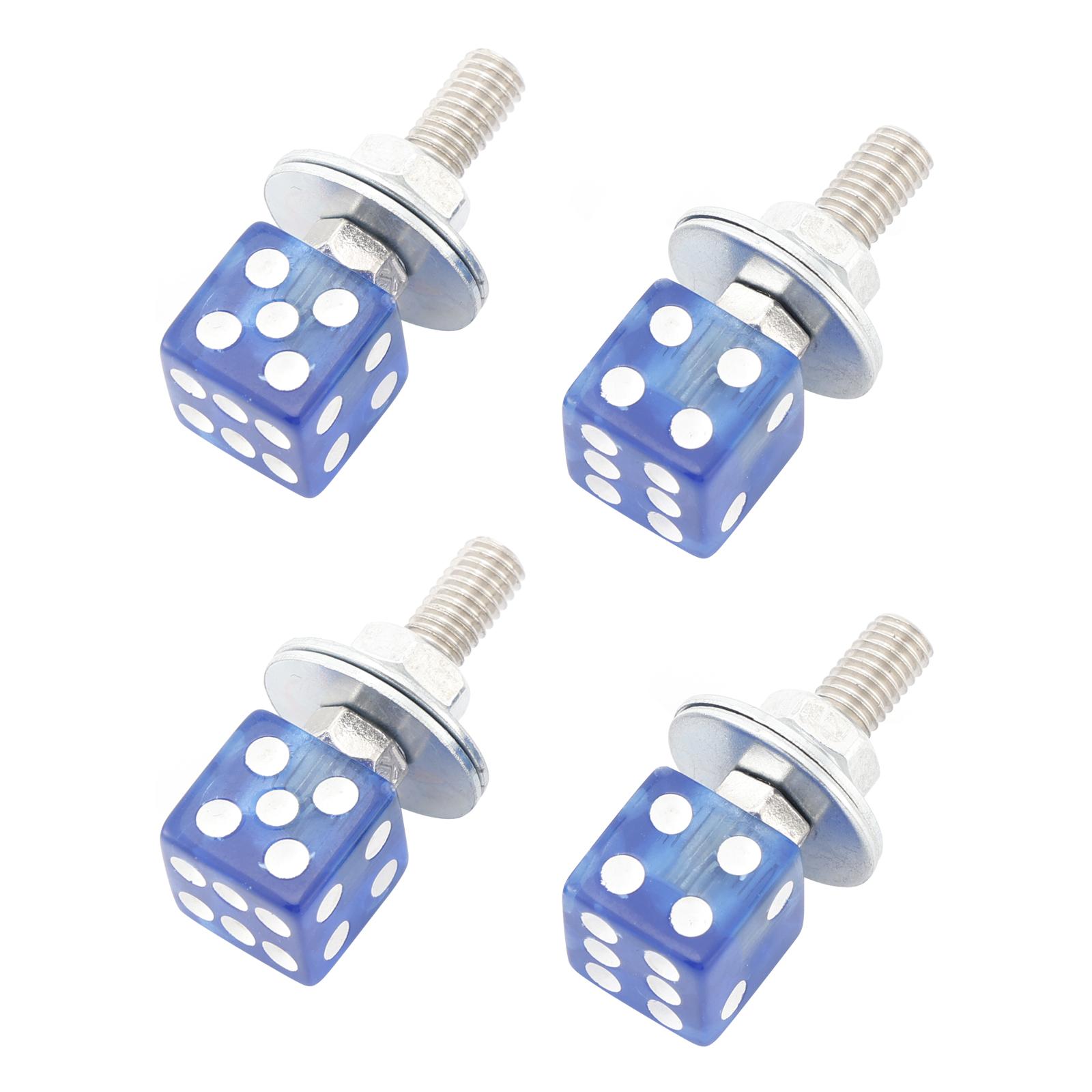 

4x Болт-винт для номерного знака Custom DICE Синий пластик Мотоцикл Чоппер Боббер