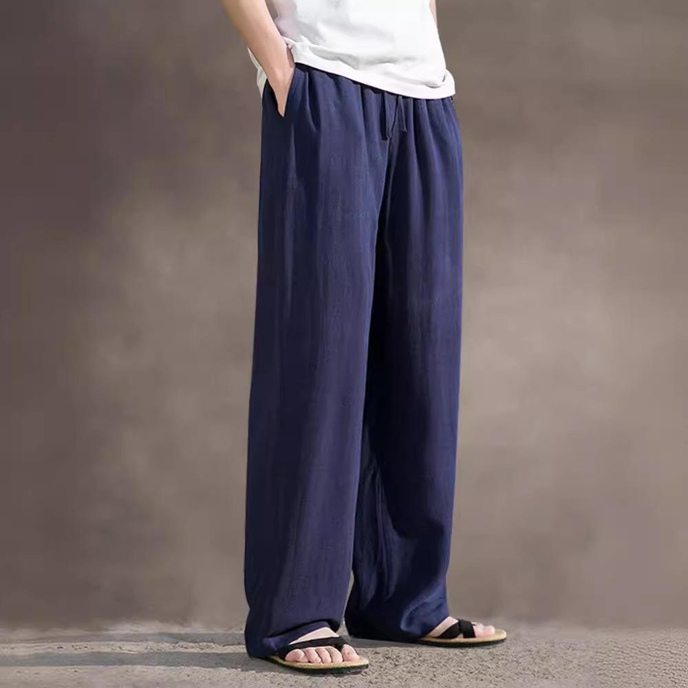Pantaloni da yoga larghi con coulisse in cotone e lino, casual ed estivi da uomo, abbigliamento da uomo, pantaloni sportivi larghi da uomo