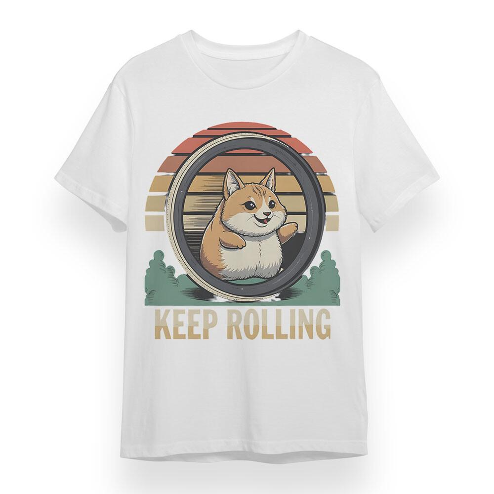 

Men s Classic T-shirt With Keep Rolling Unisex White 100% Cotton Plus Size Tee 4XL