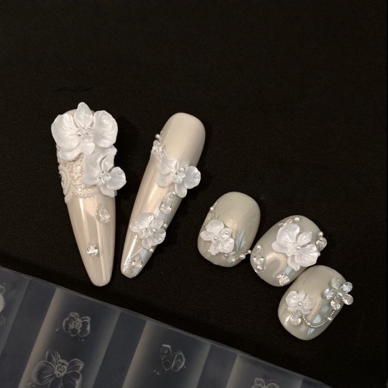 3D Silicone Nail Mold Phalaenopsis Flower Design Sweet Butterfly Orchid DIY Manicure Template Carving Nail Art Tools