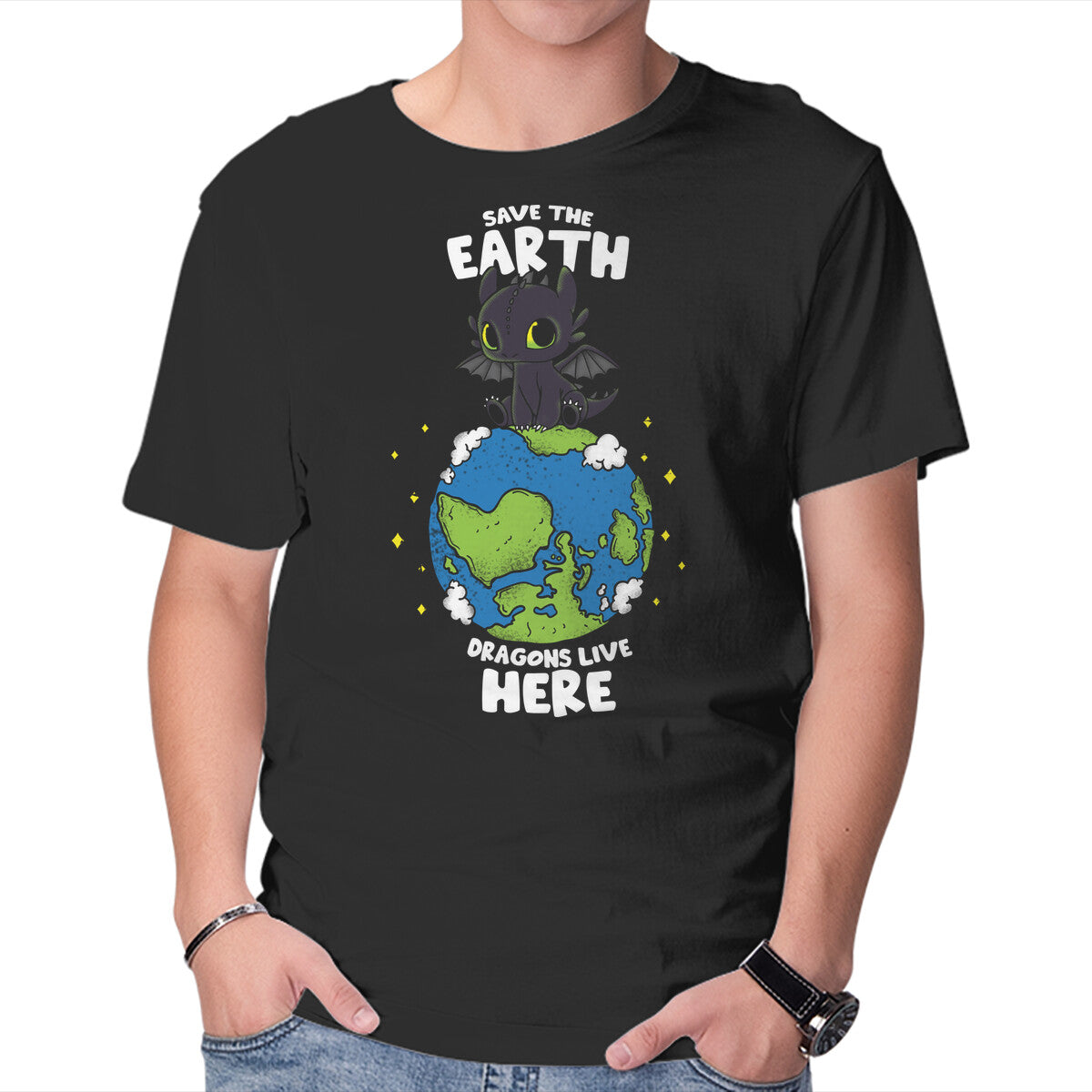 Unisex Crew Neck T-Shirt Dragons Live Here Graphic Short Sleeve Casual Tee L