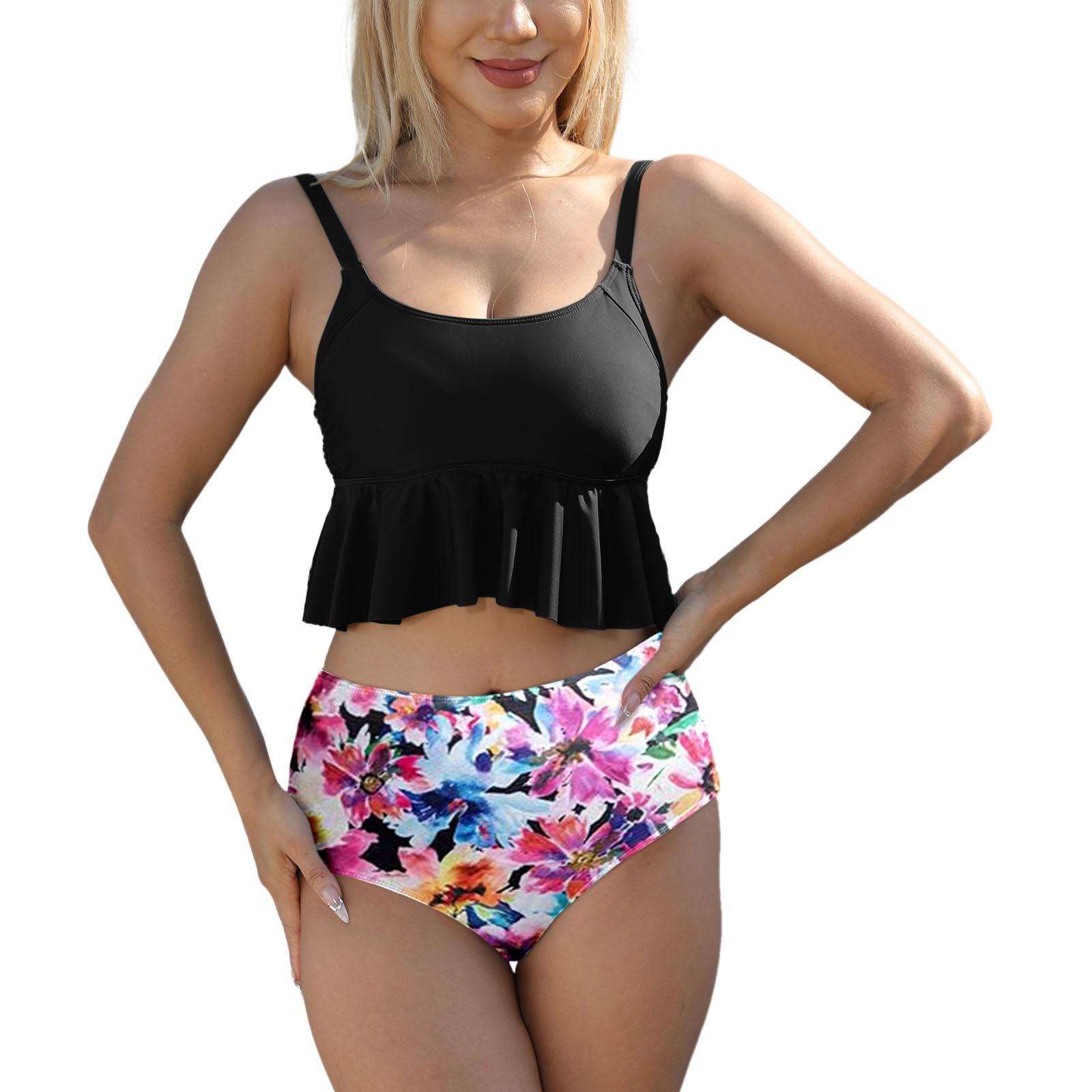 

Женский раздельный модный сексуальный купальник-бикини с принтом и съемными чашечками, без косточек S