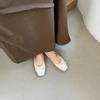 Fashion Women Bow Square Toe Soft Sole Single Shoes Comfort Slip On Soft Sole Flats Shoes Ladies Silver Round Toe Ballet Dress Loafers