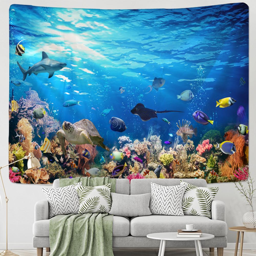 

Гобелен с изображением кита, настенный подвесной богемный хиппи, кавайный океан, детская комната, общежитие, домашний декор 400x220cm