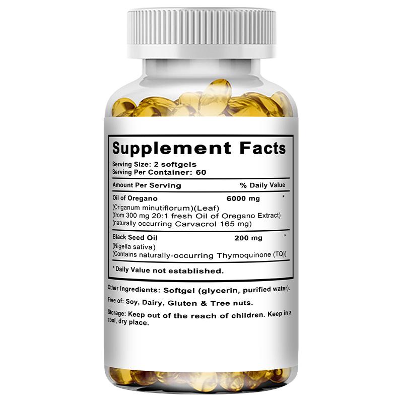 Oreganoöl mit Schwarzkümmelöl-Komplex 120 Weichkapseln Nahrungsergänzungsmittel