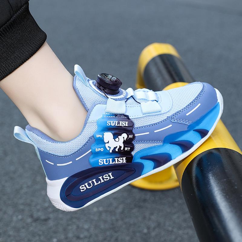 Classmates Boys Shoes Spring and Autumn Wear-resistant Shoes Mesh Breathable Middle and Older Boys Button Children's Sneakers