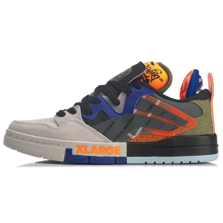 

XLARGE x Li Ning Wave Pro Slip Resistant Abrasion Resistant Low top Skateboard Shoes Women s Gray Orange AGCQ462-1 35.5