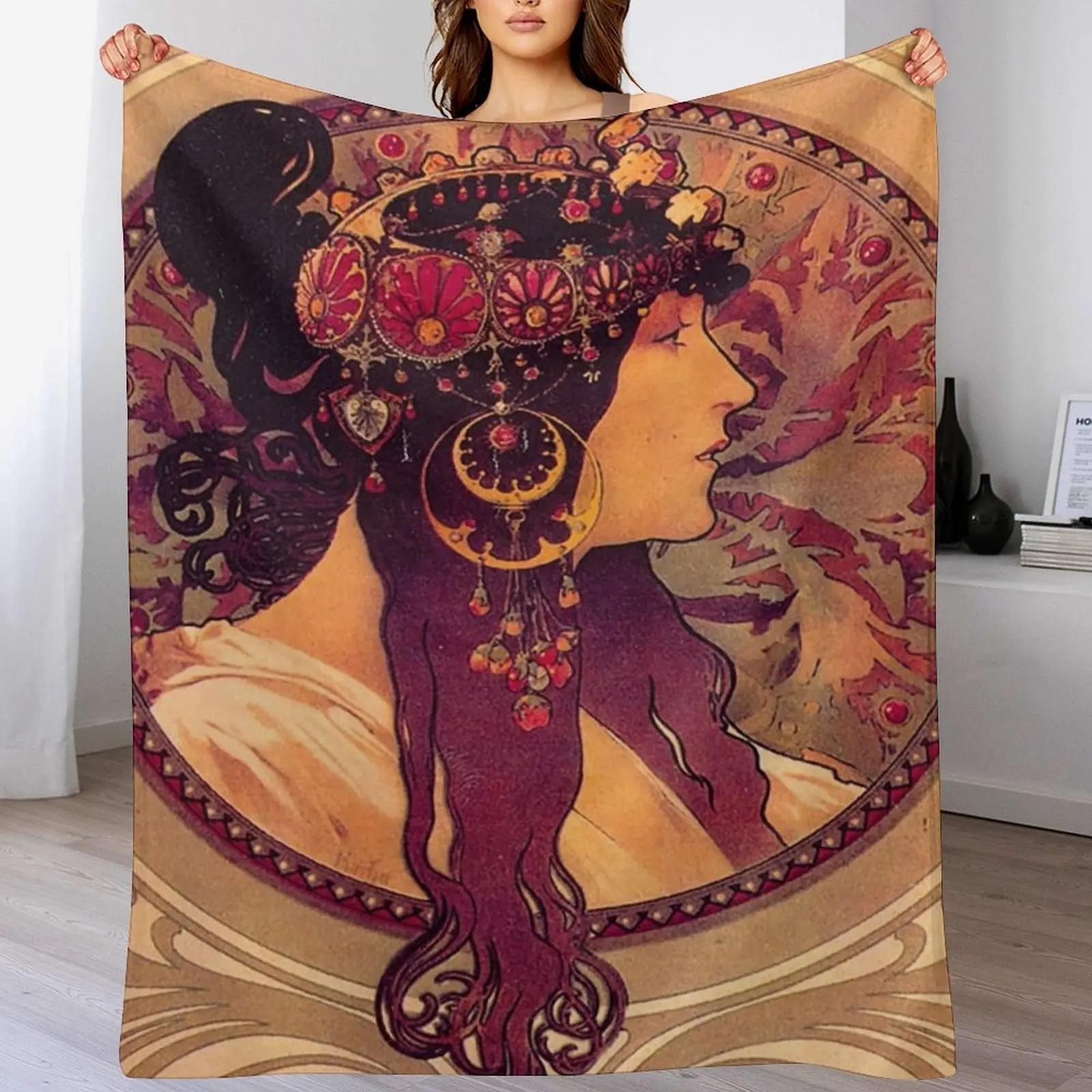 alfons mucha - alphonse mucha Throw Blanket Easy Care Comfortable Blanket for Couch 75X95CM