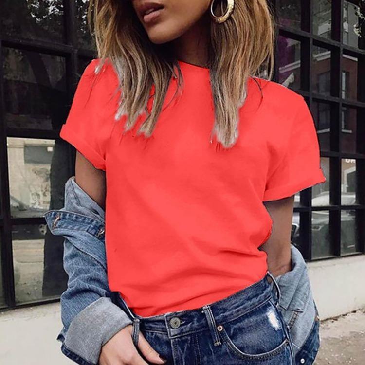 

Fashion Plus Size V Neck Casual T Shirt Top Women Blouse Solid Color Short Sleeve Cornerstone XXL червоний