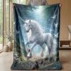 Unicorn in Flower Meadow Theme blanket Lightweight Warm Flannel Blanket Decorative Throw Blanket for Home Decoration