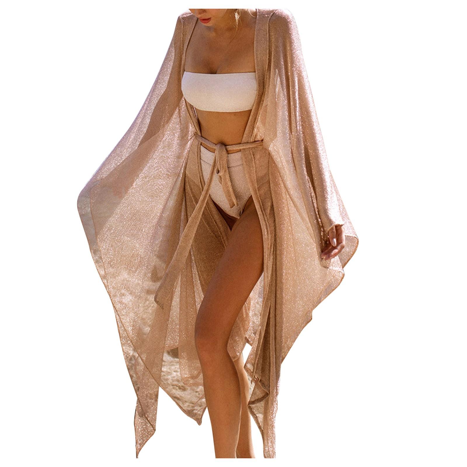 

Женские пляжные топы с завязками, сексуальные купальники, кардиган, бикини, прикрытие One Size бежевый