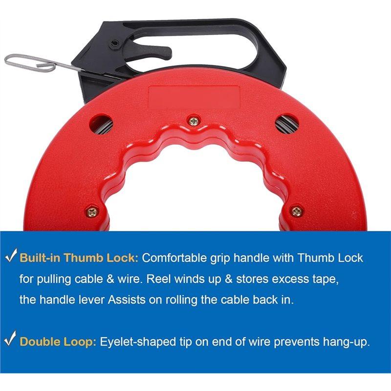 A96I-ATE Tools, Fish Tape Hand Wire Puller Fishtape, Wire Pulling Reel Electrician Cable Fishing Tools