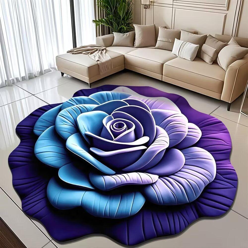 Special-shaped Peony Floor Mat Soft Door Gasket Durable Blanket  for Living Room Tea Table Bedside