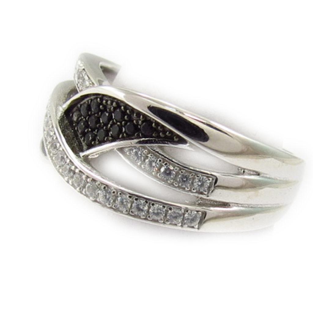 Silver Ring 'Romy' Black White (rhodium) - 9 Mm