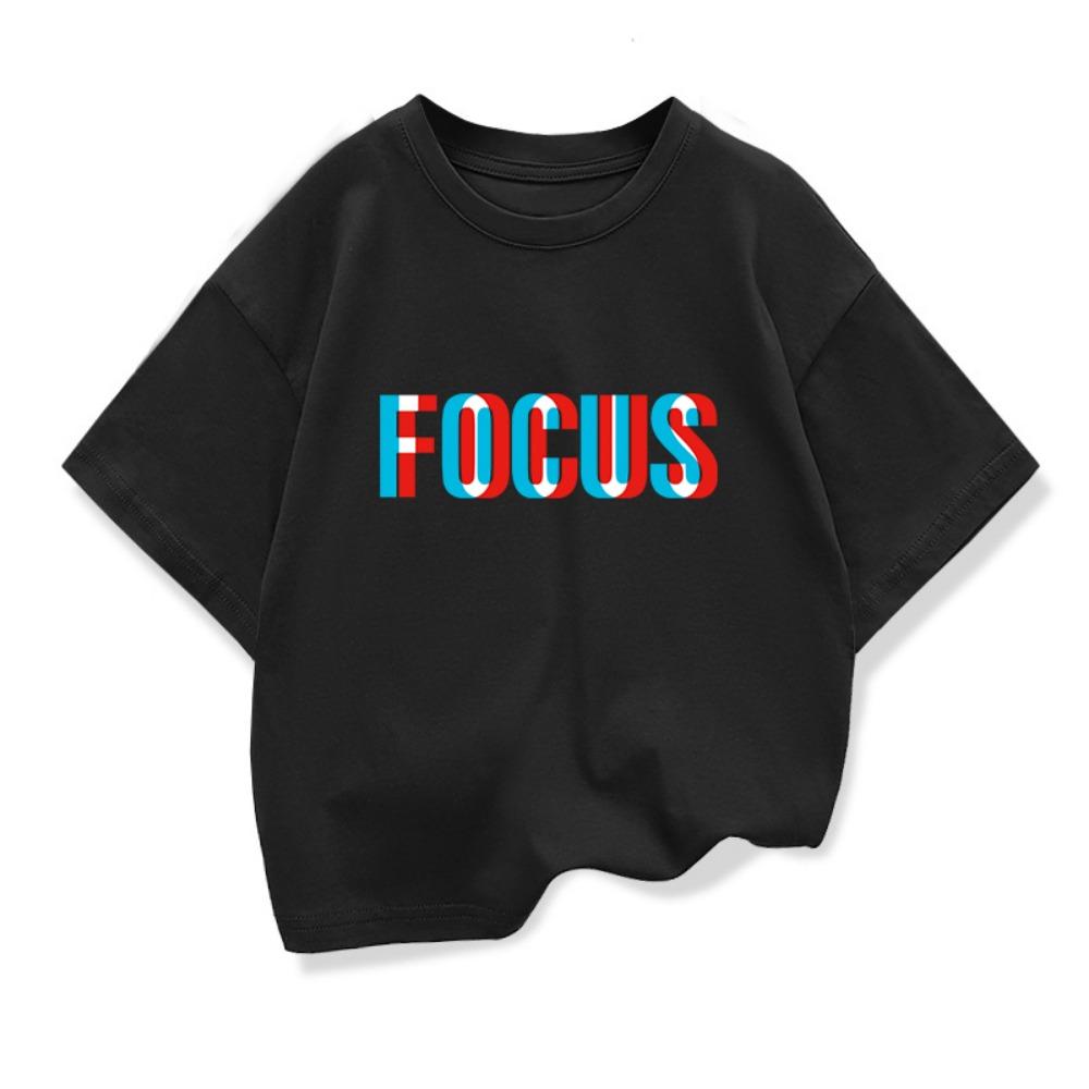 High-quality Casual Sports Loose Oversized Funny Focus Printing Boy Round Neck Short-sleeved Girl T-shirt Top