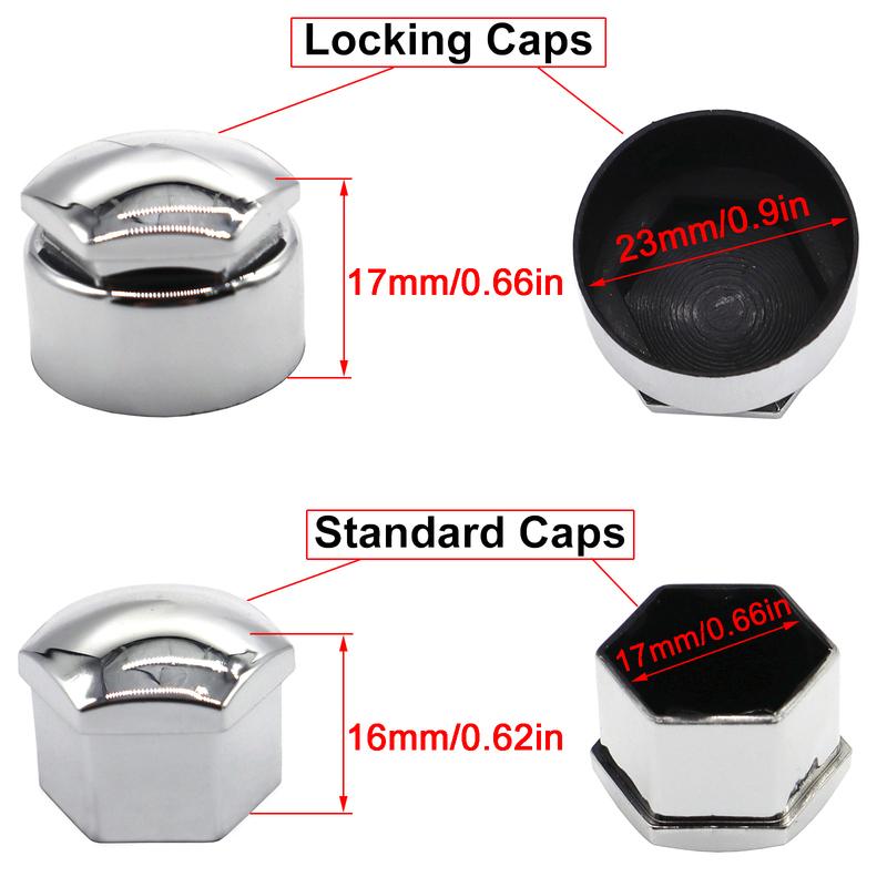 24st 17MM Krom Bilhjulsmutterkåpor Skruvskydd För Fordonsdäckskydd Stöldskydd Dekoration Skyddskåpa Skyddssats