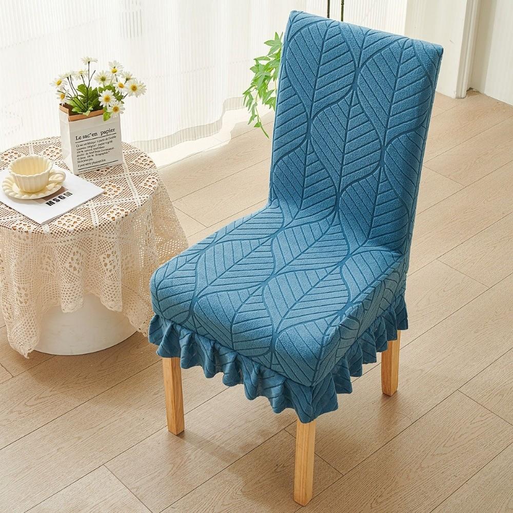 New Anti-slip Chair Cover Backrest Jacquard Elastic Dining Chair Cover Soft Skirt Edge Chair Slipcover For Office Home Seats