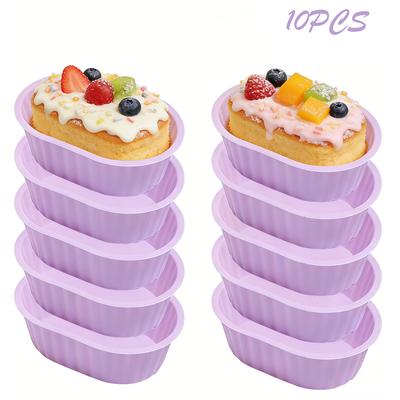 Set di 10 Stampini Ovali in Silicone per Cupcake e Muffin Set di Attrezzi per la Preparazione di Torte Fai da Te in Cucina Stampini da Forno per Dolcetti e Pasticcini