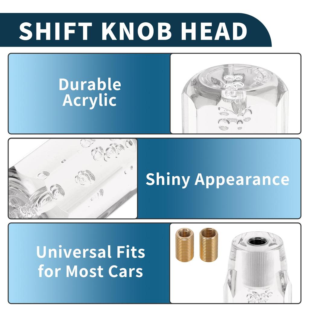 TUCKBOLD 10cm Ośmiokątny Kryształowy Gałka Zmiany Biegów Samochodowych | Uniwersalny Przód do Automatycznej i Manualnej