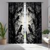 2pcs Gothic Raven Pattern Curtains   Blackout Rod Pocket Window Drapes  Halloween Decor   Home Decor