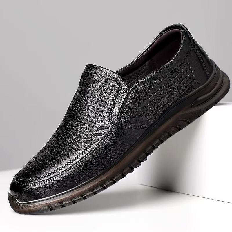 Atmungsaktive Herrenschuhe Sommer neu weiche Sohle weiche Oberfläche ein Pedal Business Casual Schuhe bequeme Rindensehnensohle Lochschuhe