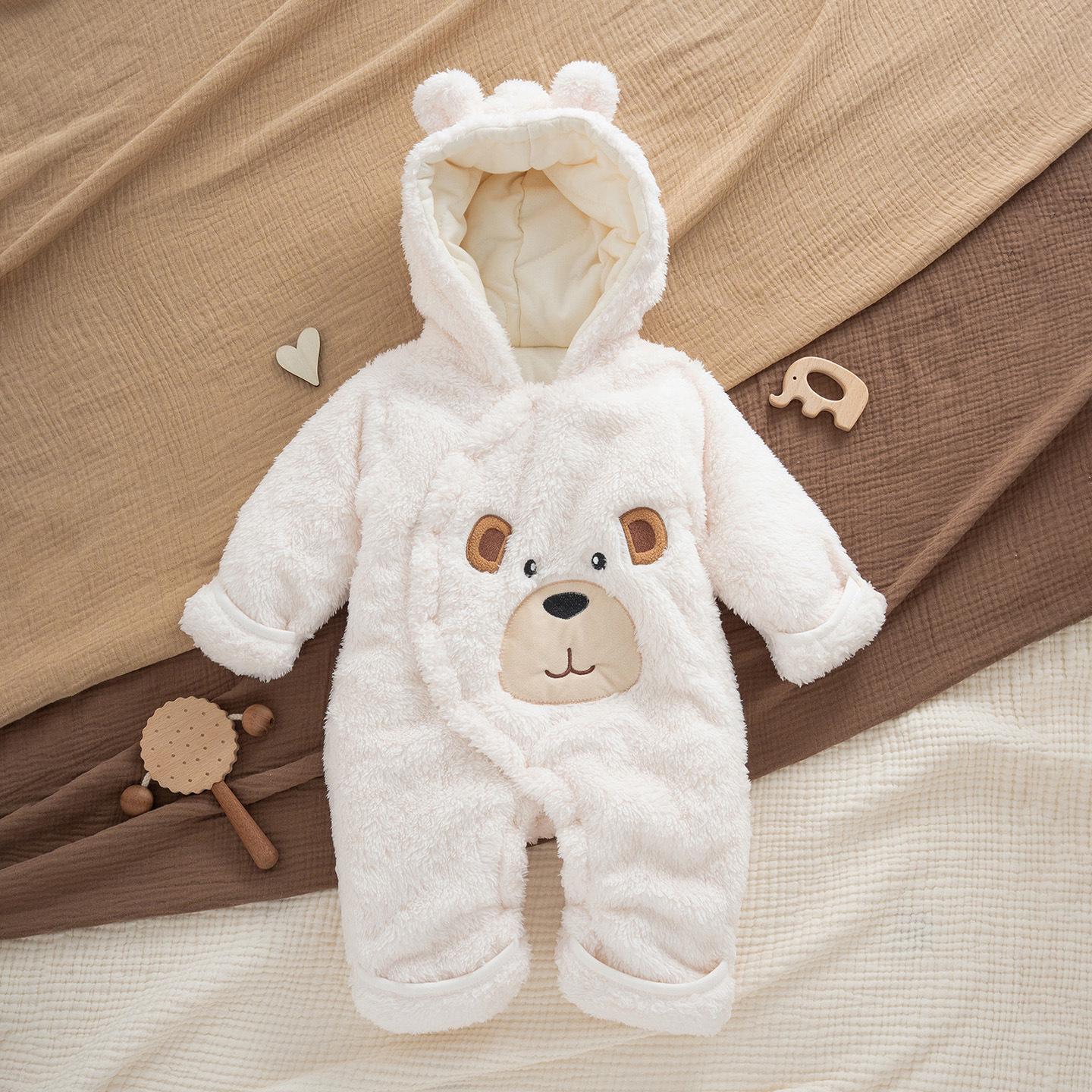 Cozy Baby Fleece Jumpsuit: Thick Cotton Hooded Outerwear for Infants 66 cm