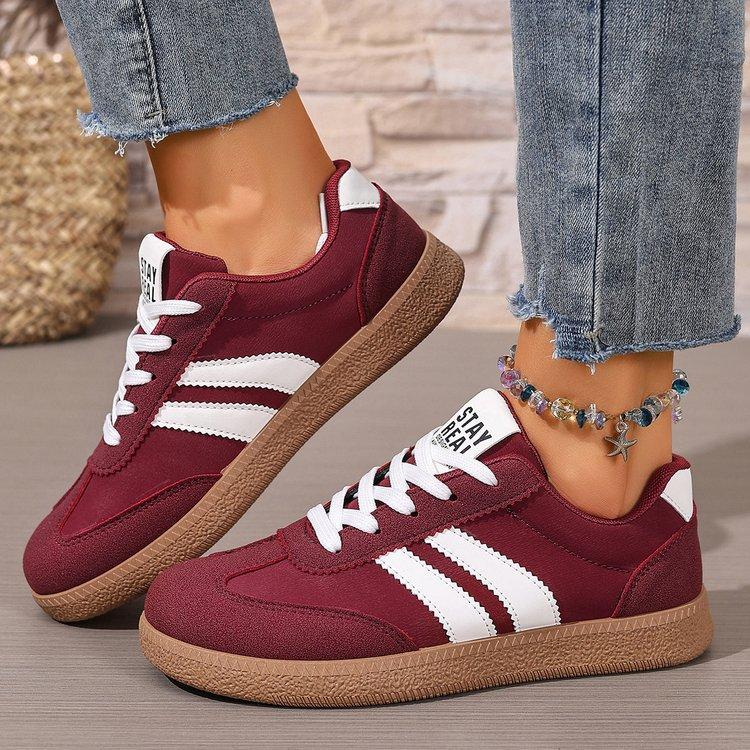 Flat Bottomed German Training Shoes for Women, Plus Size Sports Board Shoes for Spring and Autumn, Fashionable and Casual White Shoes for Women