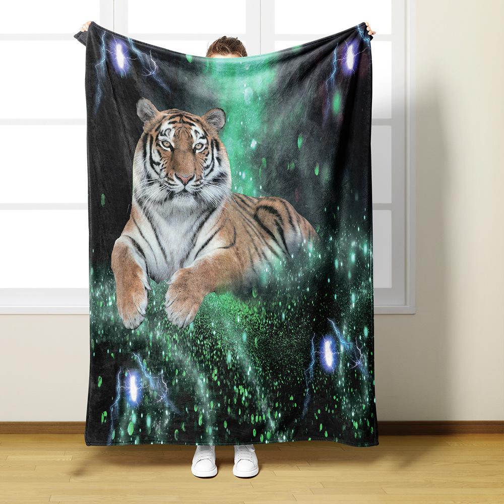 

Tiger pattern Printed Blanket for Sofa Bed Travel Camping Living Room Office Conditioning Blanket for All Seasons Gifts 75x90cm