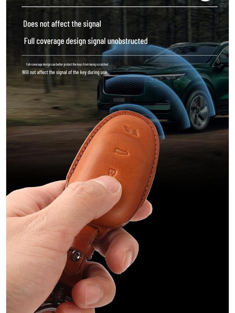 Premium Cowhide Genuine Leather Key Case for L9 Model - Ideal Car Key Protector