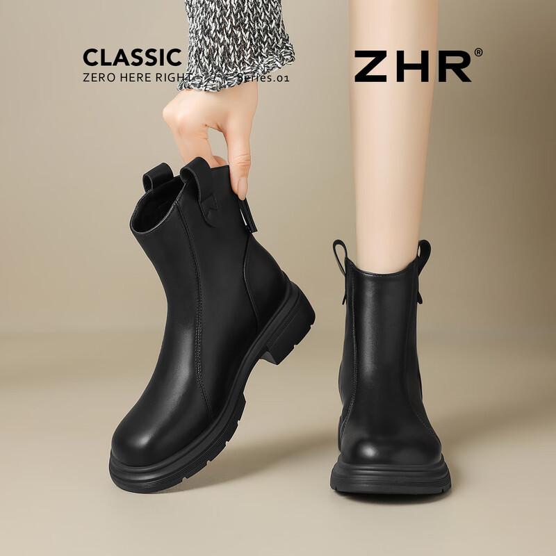 ZHR Women s British Style Fleece-Lined Martin Ankle Boots 37