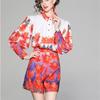 Printed Two Piece Sets Womens Two Peice Outifits Set Woman 2 Pieces Summer Blouses Top+Shorts Women's Tracksuit for Women Suits