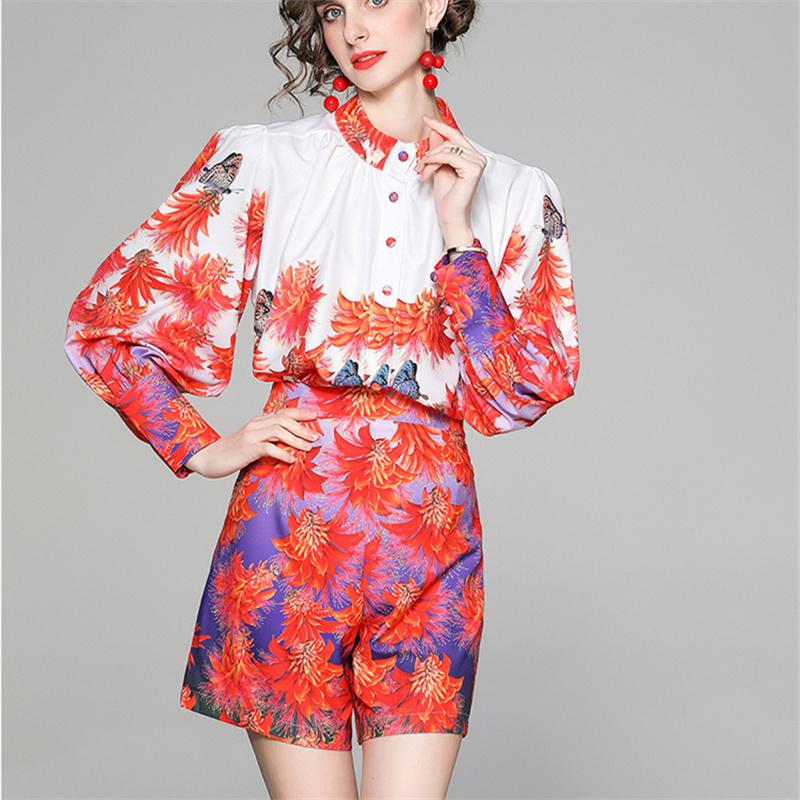 Tištěné dvoudílné sady Dámská sada dvoudílných outfitů Dámské 2dílné letní halenky Top+Šortky Dámské teplákové soupravy pro ženy