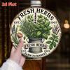 Vintage Round Tin Sign Fresh Herbs Garden Decor Aluminum Metal Plaque