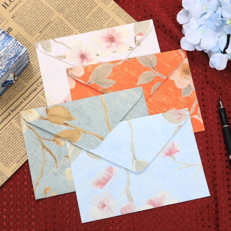 20Pcs Antique Floral Pattern Envelopes 6.46x4.4Inch Folding Envelopes For Wedding Invitation Valentines Card And Mailing