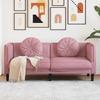 2 Seater Sofa with Cushions Pink Velvet