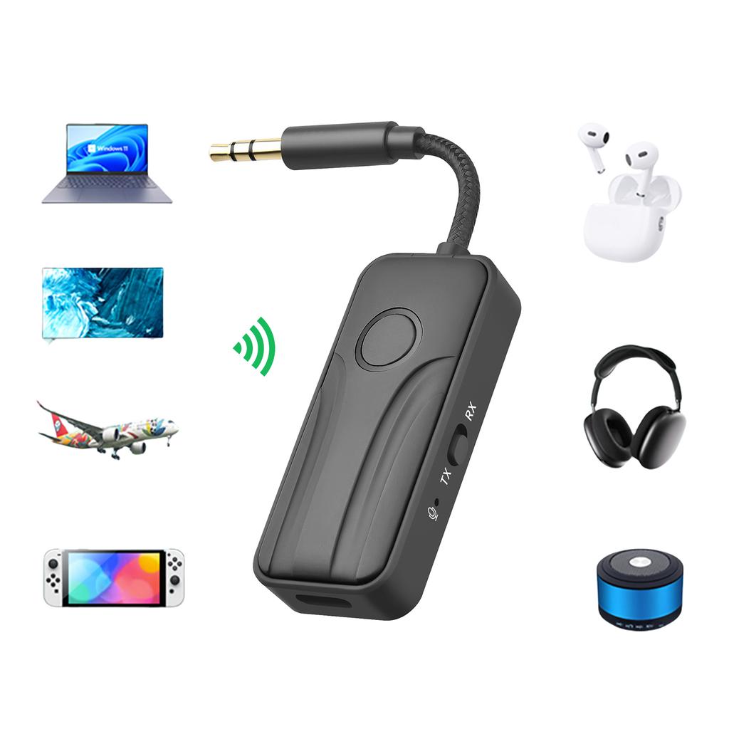 Bluetooth 6.0 AUX Audio Transmitter Receiver Wireless Adapter 3.5mm AUX Hi-Fi Stereo Music Audio Adapter For Car TV PC Speaker