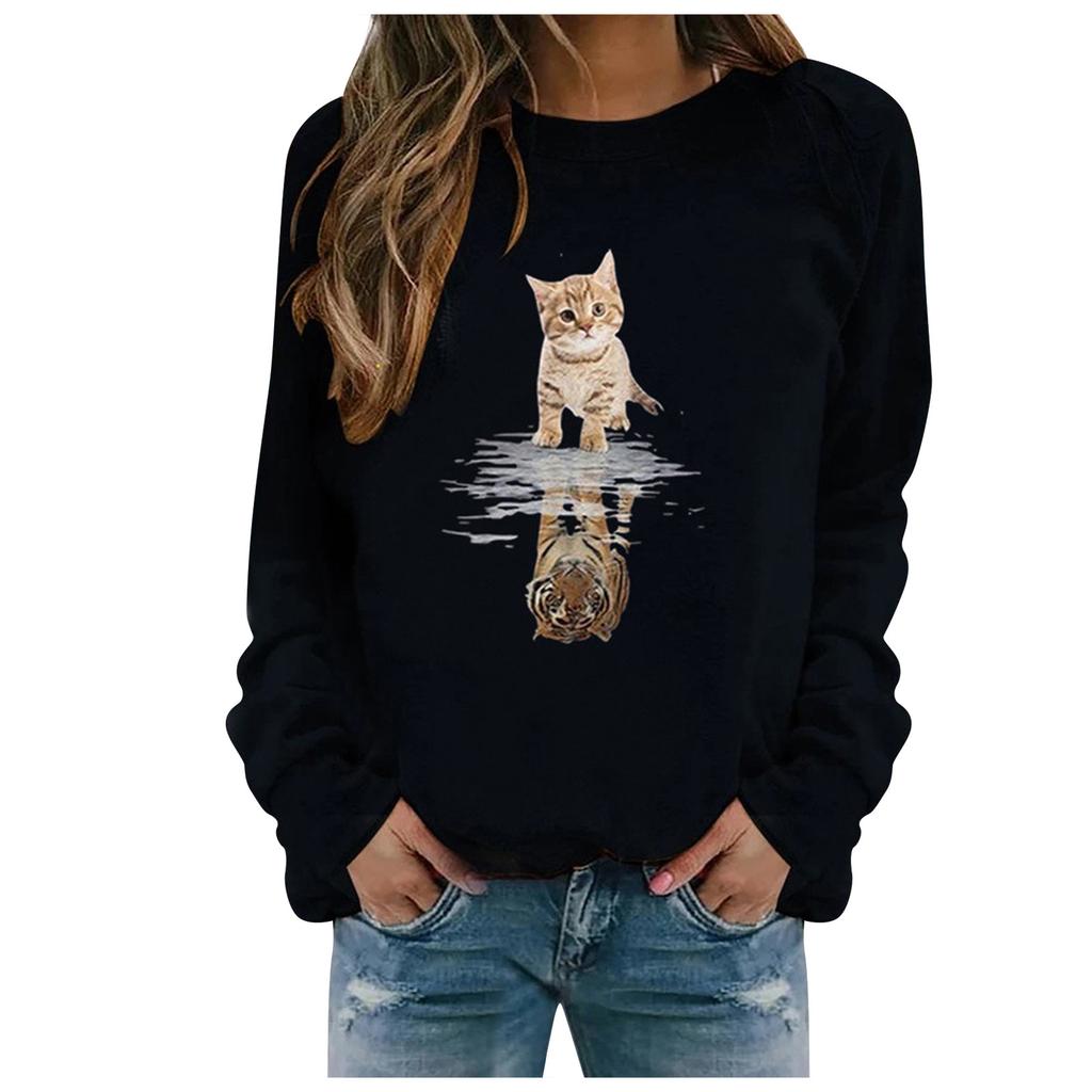 Winter Womens Casual Tops Ladies Print Sweatshirt Blouse Tee Sweater