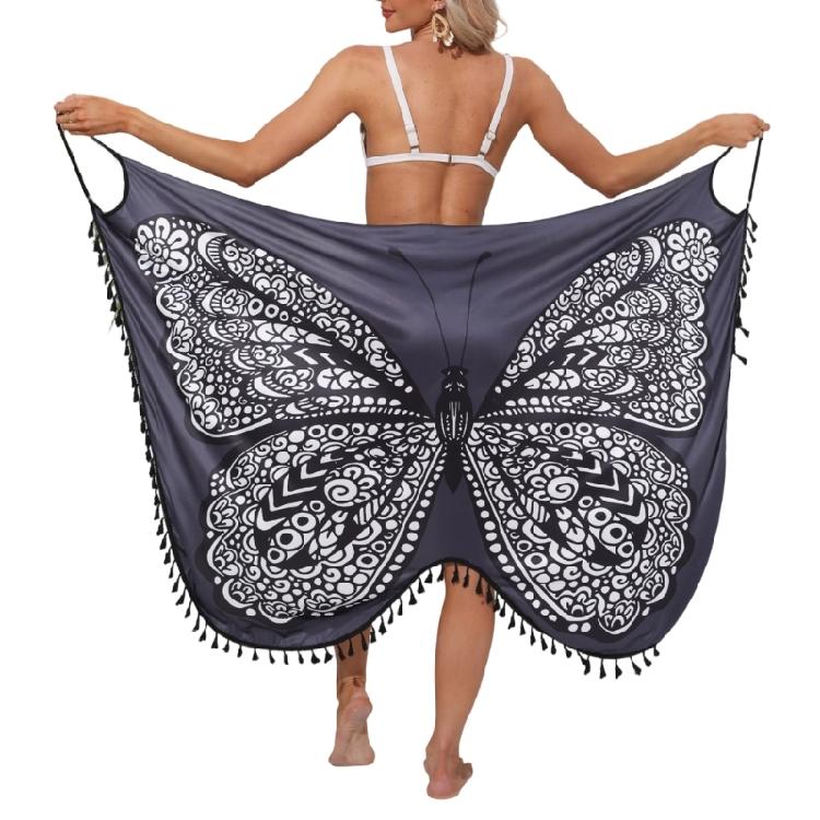 

Breathable Soft Swimsuit Dress Pool Parties Dress Sleeveless Feature 3D Butterfly Detailing For Island Getaways Spa XXL серый