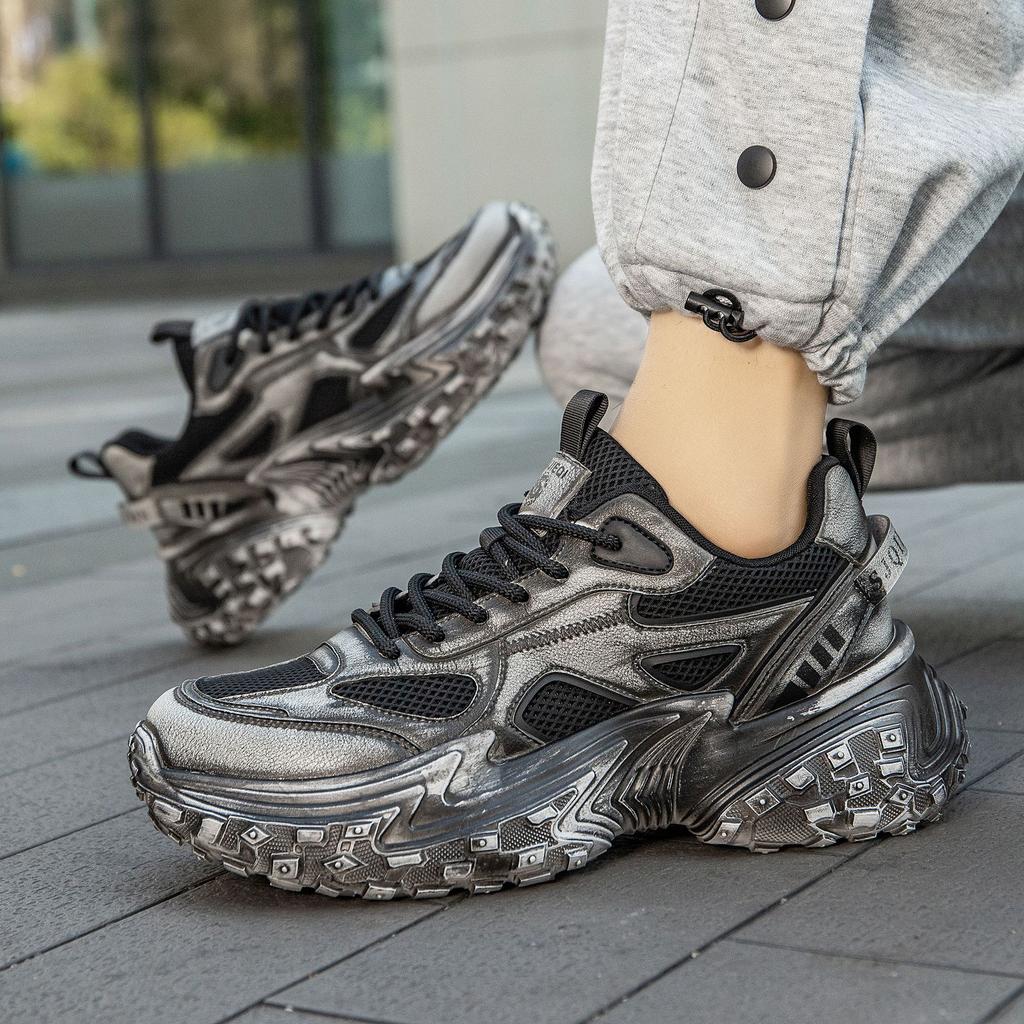 New Thick-soled Heightening Casual Shoes Fashionable Versatile Soft-soled Dad Retro Dirty Comfortable Men's Trendy Shoes