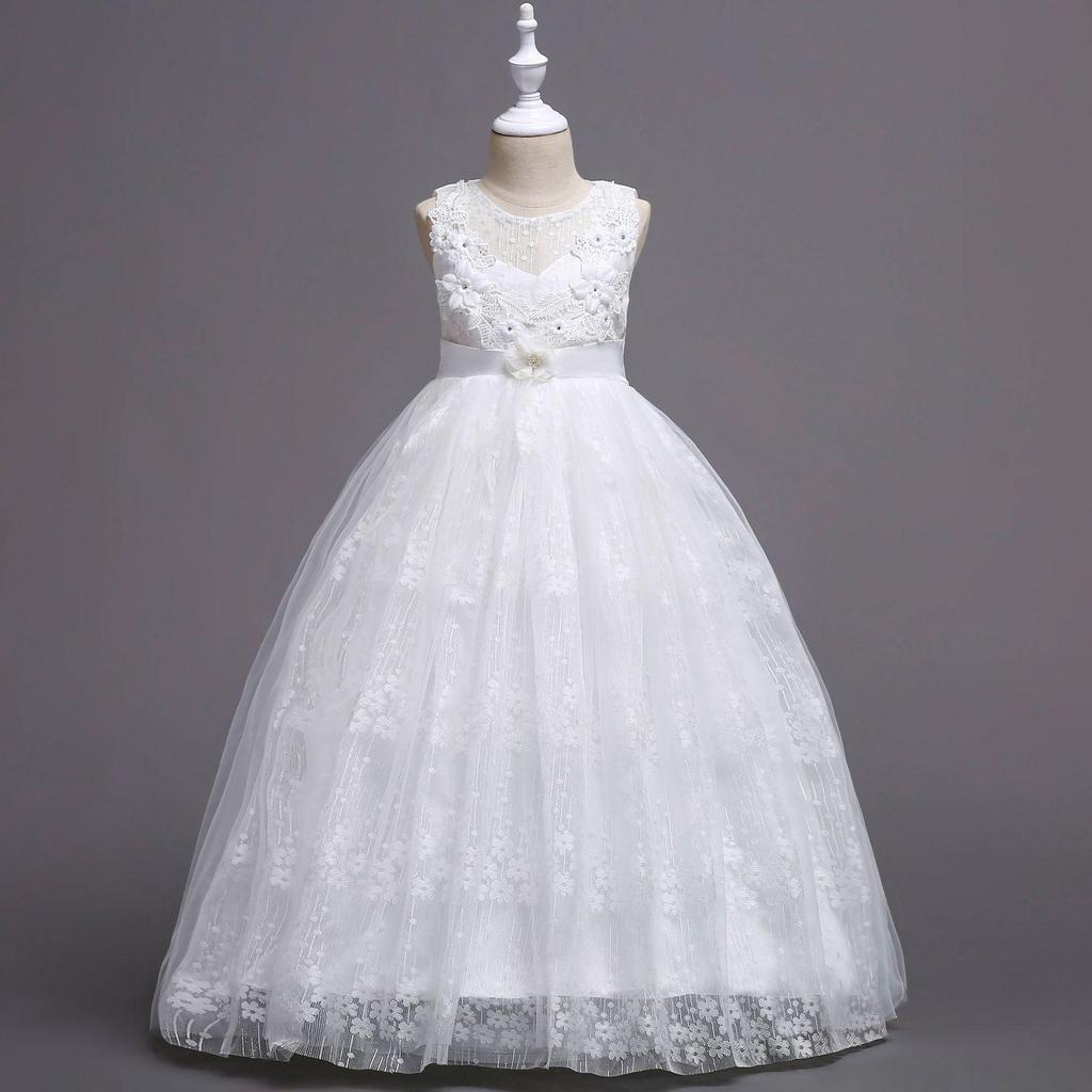 Flickors prinsessklänning: Lång, Medium & Stor Spets Puffig Kjol Bröllopsväst